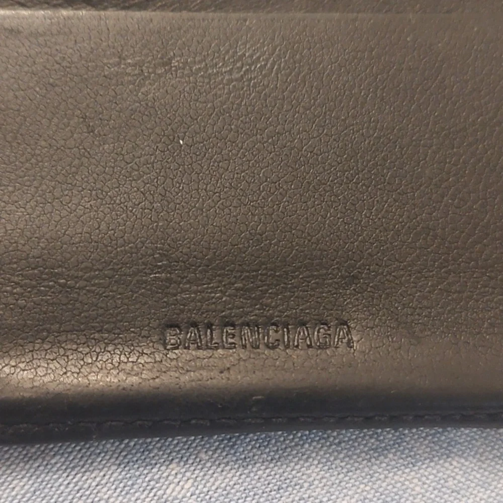 Balenciaga Bi-fold Leather Card Holder W/ Money Clip -Black- Used-See Photos